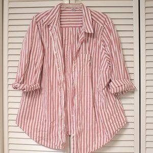Pink and White Striped Button Down (2X)